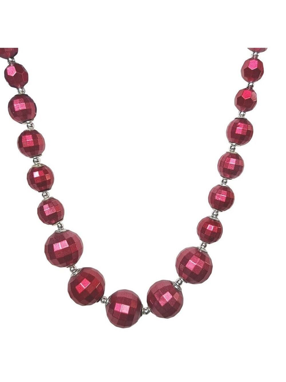 Handmade Pink Hexagonal Bead Necklace Statement Jewelry
